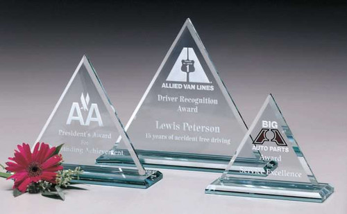 Princeton Triangle Crystal Corporate Award | Engraved Crystal Award - 6", 8.5" or 9" Decade Awards