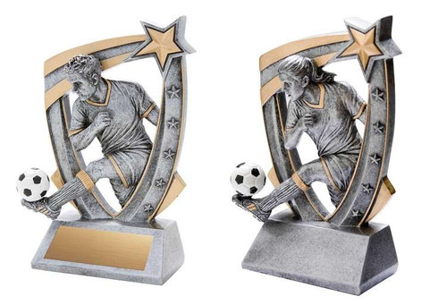 Soccer 3-D Star Resin Trophy - Male / Female | Engraved Fútbol Award - 6 Inch Tall Decade Awards