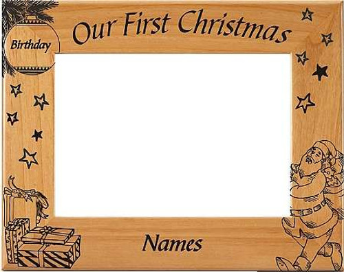 Christmas / Our First Christmas Picture Frame - Personalized | Laser Engraved Wood Frame - 3 Sizes Decade Awards