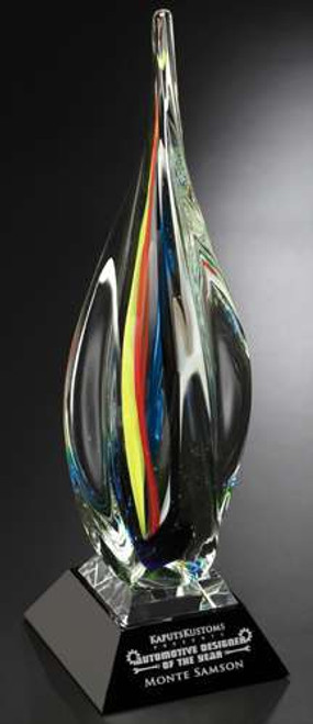 Art Glass Trophy - Majesty | Engraved Artistic Corporate Award - 19.75" Tall Decade Awards