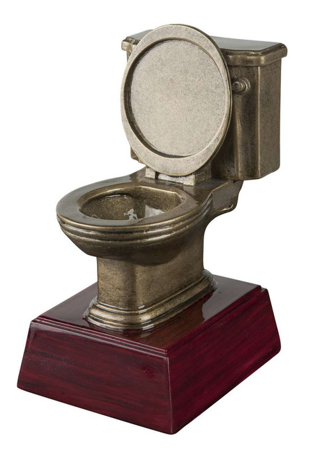 Gold Toilet Bowl Trophy | Engraved Golden Throne Last Place Award - 6 Inch Tall Decade Awards