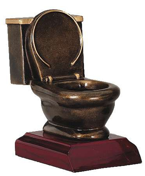 Toilet Bowl Trophy | Last Place Loser Award | Engraved Golden Throne Prize - 5 Inch Tall Decade Awards