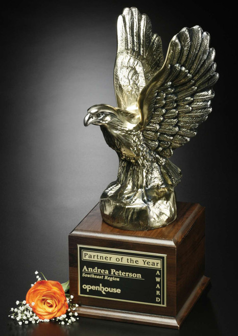 Fearless Eagle Bronze Corporate Trophy | Engraved Eagle Award - 17 Inch Tall Decade Awards