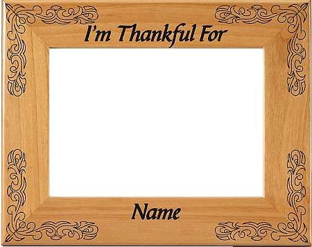 Thanksgiving Picture Frame, Scrolled Corners - Personalized | Laser Engraved Wood Frame - 3 Sizes Decade Awards