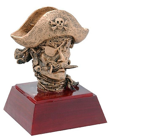 Decade Awards Pirate Mascot Sculptured Trophy | Engraved Buccaneer Award - 4" Tall Mascot Trophies RS-482 12.95