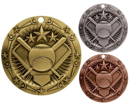 Softball World Class Medal - Gold, Silver or Bronze | Engraved Slow / Fast Pitch Medallion -3 Inch Wide Decade Awards