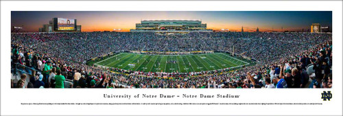 University of Notre Dame Panoramic Print #8 (50 Yard - Twilight) Decade Awards