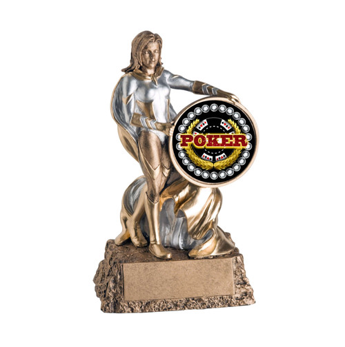 Poker Valkyrie Trophy | Engraved Female Poker Winner Award - 6.75" Decade Awards