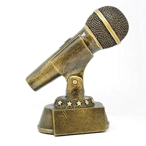 Microphone Trophy - Gold | Karaoke Singer DJ Announcer Mic Award | 7 Inch Decade Awards