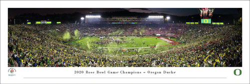 2020 Rose Bowl Game Victory Celebration Panoramic Print - Oregon Ducks (unframed)