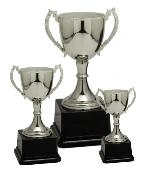 Cup Trophy Grand | Engraved Silver Zinc Metal Cup Award - 6.75", 8.75" or 12.75" Decade Awards