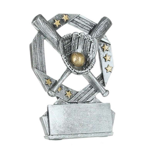 Baseball Hexa Star Trophy | Softball Award - Silver and Gold - 4.75" Decade Awards