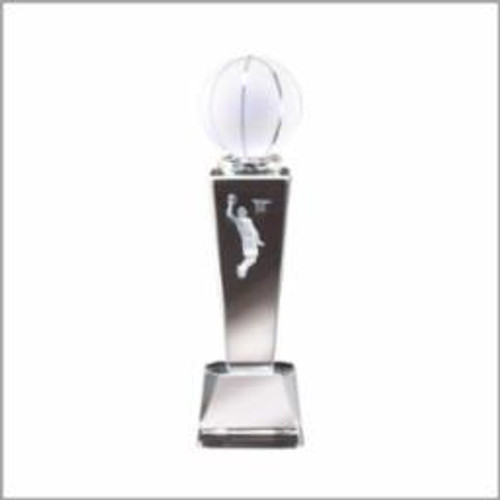 Basketball Crystal Collegiate Series Trophy - Male or Female | Engraved Basketball Award - 8.75" Tall Decade Awards