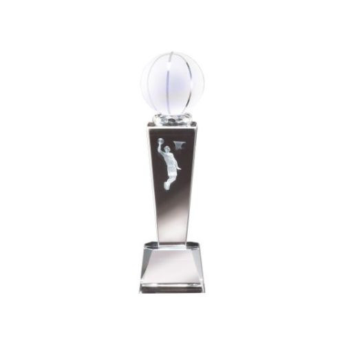 Basketball Crystal Trophy - Male | Engraved Basketball Award - 8.75 Inch Tall