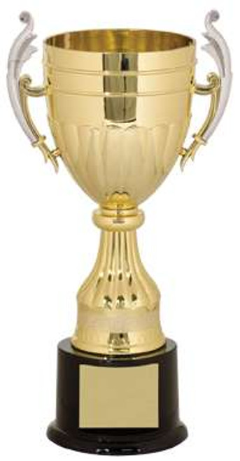 Cup Trophy with Scrolled handles - Gold | Engraved Love Cup Award - 11, 13, 14.75 or 16.75 Inch Tall Decade Awards