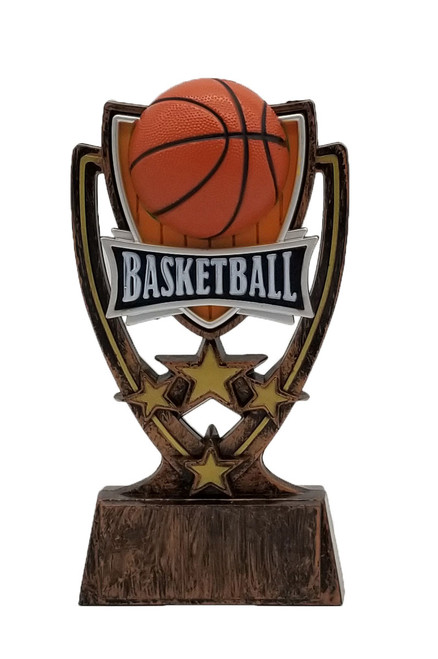 Basketball Four Star Trophy | Engraved Basketball Award - 6 Inch Tall
