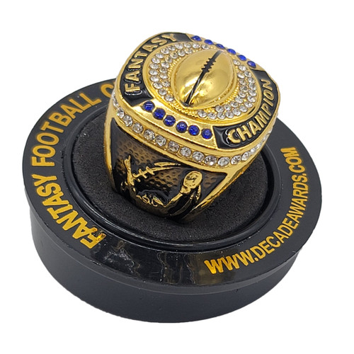 Heavy FFL League Champ Ring with Stand Gold or Silver Finish 2021 Fantasy Football Champion Ring Decade Awards 