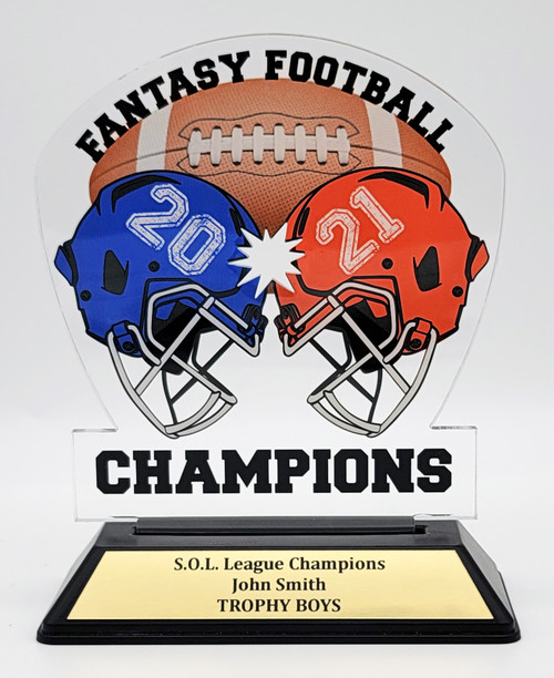 2021 Fantasy Football Champion Acrylic Trophy | Engraved 2021 FFL Championship Award - 6 Inch Tall