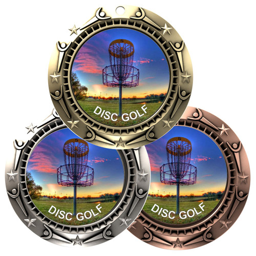 Disc Golf World Class Medal - Gold, Silver or Bronze | Engraved Disc Golf Medal - 3 Inch Wide