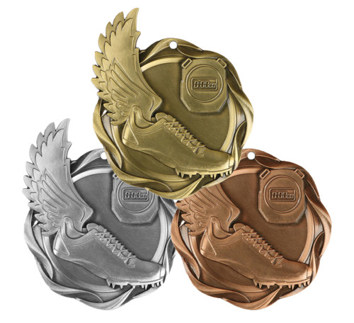 Track Fusion Medal- Gold, Silver or Bronze | Engraved Track Medallion - 3 Inch Wide Decade Awards