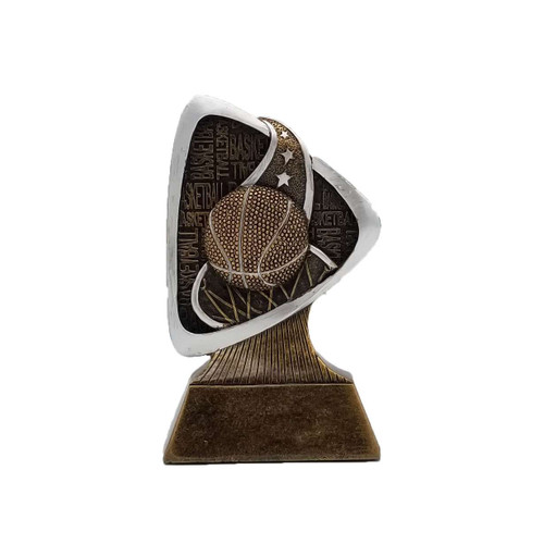 Basketball Triad Resin Trophy | Engraved Basketball Award 5.5" Decade Awards