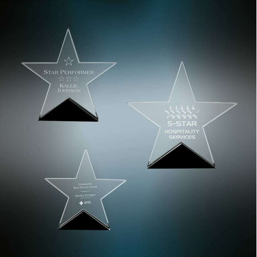 Glass Star Trophy | Engraved Corporate Star Award - 5.5", 6.5" or 7.5" Decade Awards