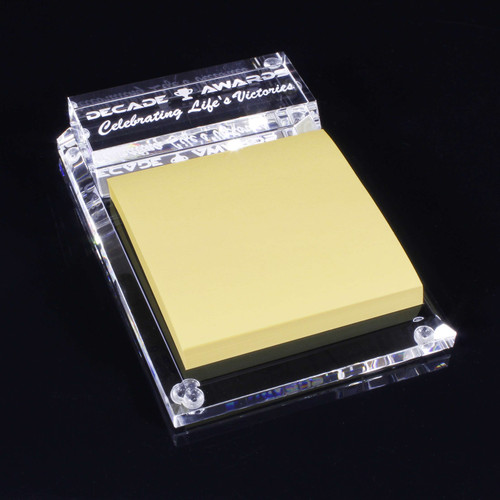 Crystal Notepad Holder - Kelsey | Engraved Crystal Note Holder - 3.5" W x 1" H x 5" D Decade Awards