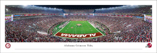 Alabama Crimson Tide End Zone Panoramic Picture - Night Game at Bryant-Denny Stadium (unframed)