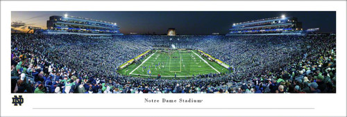 Notre Dame Fighting Irish Football End Zone Panoramic Picture - Notre Dame Stadium Evening Panorama Decade Awards