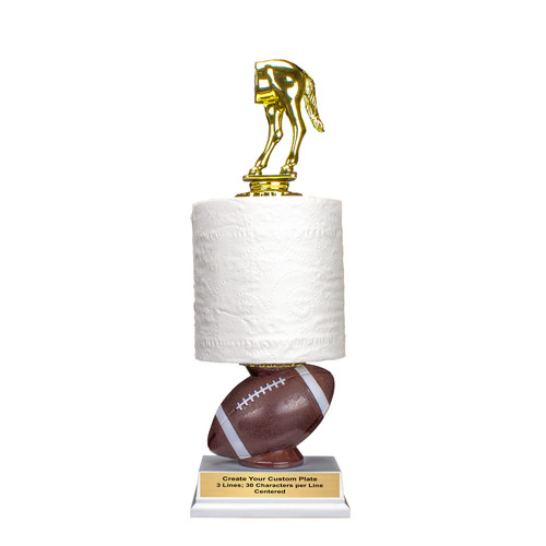 Horse’s Rear Topper Football Toilet Paper Trophy with free engraving for last place losers – 13.75 Inch by Decade Awards