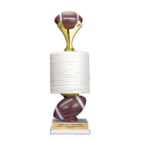 Triad Topper Football Toilet Paper Trophy with free engraving for last place leagues – 13.75 Inch Swirl by Decade Awards