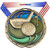 Colorful Golf Medal in gold silver or bronze finish with ribbon, perfect for tournaments and player recognition with free engraving from Decade Awards