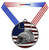 Football Patriotic Medal - Gold, Silver or Bronze | Engraved Football Medal - 2.75 Inch Wide Decade Awards
- Silver Football Medal - Stars & Stripes Ribbon