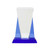 Blue/Clear Wedge Crystal on Blue Pedestal Base | Engraved Crystal Award - 8.5" or 11" Tall Decade Awards