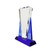 Blue/Clear Wedge Crystal on Blue Pedestal Base | Engraved Crystal Award - 8.5" or 11" Tall Decade Awards