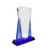 Blue/Clear Wedge Crystal on Blue Pedestal Base | Engraved Crystal Award - 8.5" or 11" Tall Decade Awards