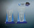 Blue/Clear Wedge Crystal on Blue Pedestal Base | Engraved Crystal Award - 8.5" or 11" Tall Decade Awards