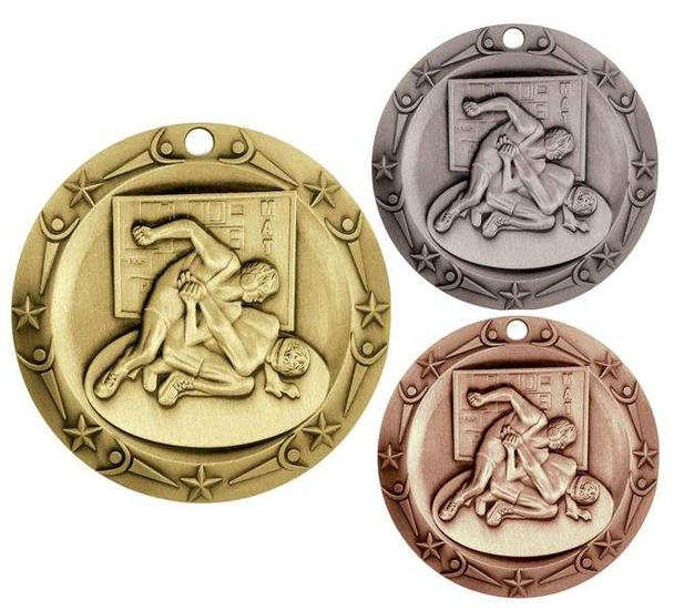 Custom World Class Wrestling Medals in Gold, Silver, Bronze