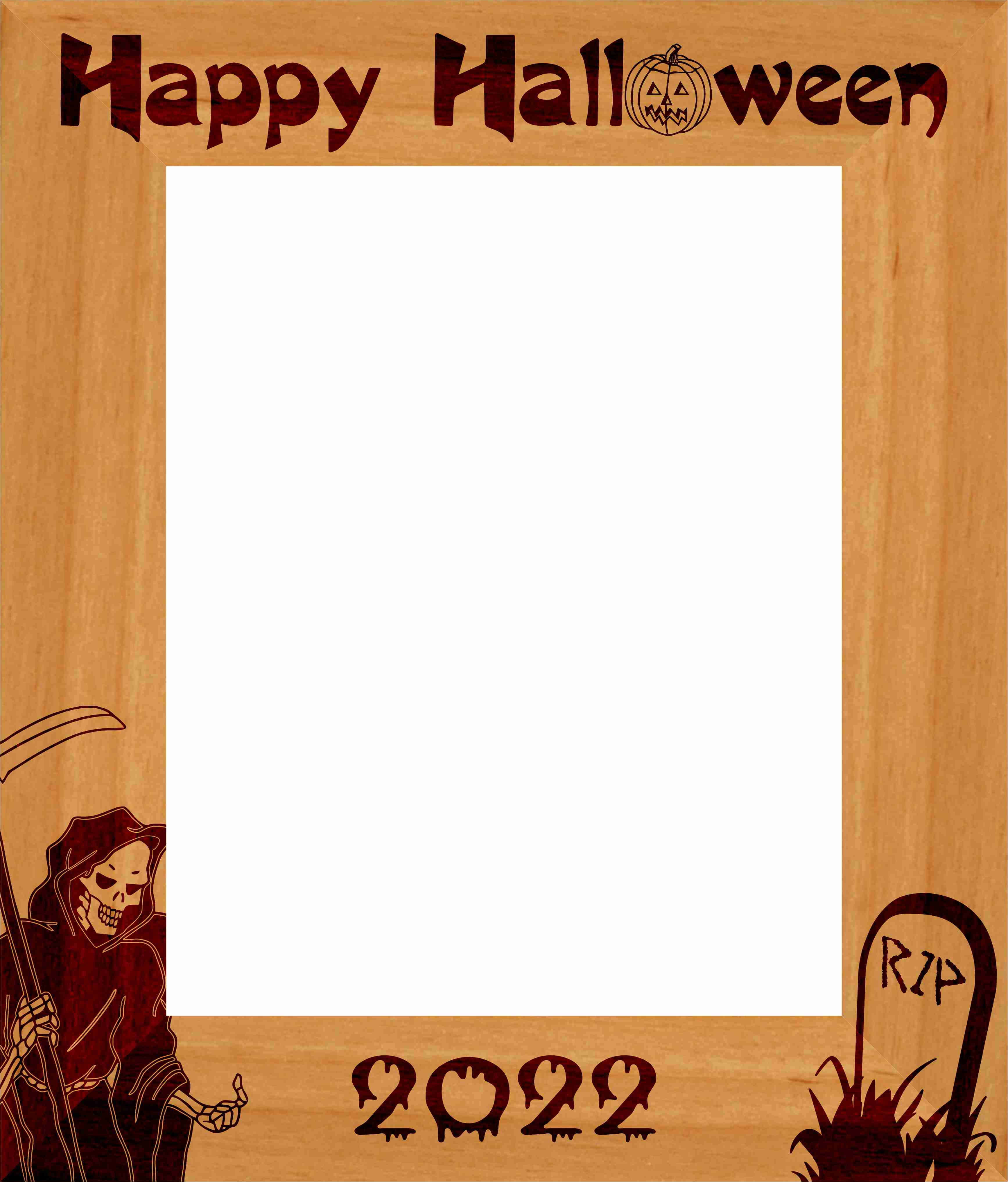 Halloween Grim Reaper Picture Frame - Personalized  Laser Engraved Wood  Frame - 3 Sizes Decade Awards HLLWN-02-P