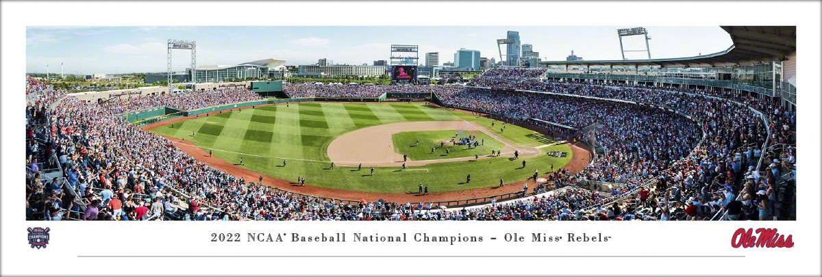 2022 College World Series Panoramic Print - Ole Miss Rebels Decade Awards  CWS22UMS