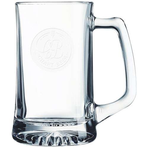 Custom Engraved 12 oz Beer Mug Glass - Custom Monogrammed With Your Text