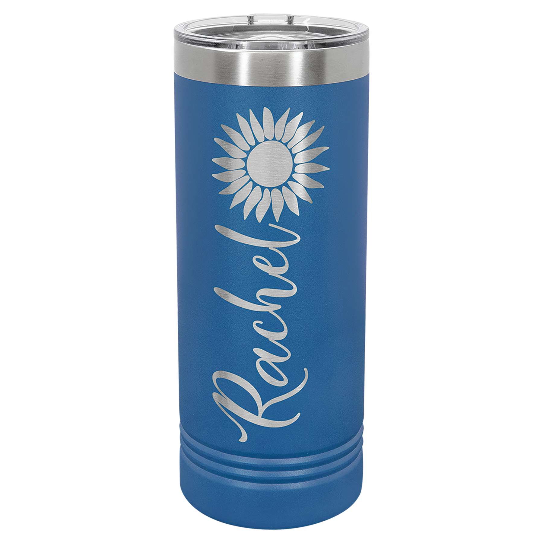 Skinny Motivational Water Bottle with Chug Lid- Dusty Blue & Blush