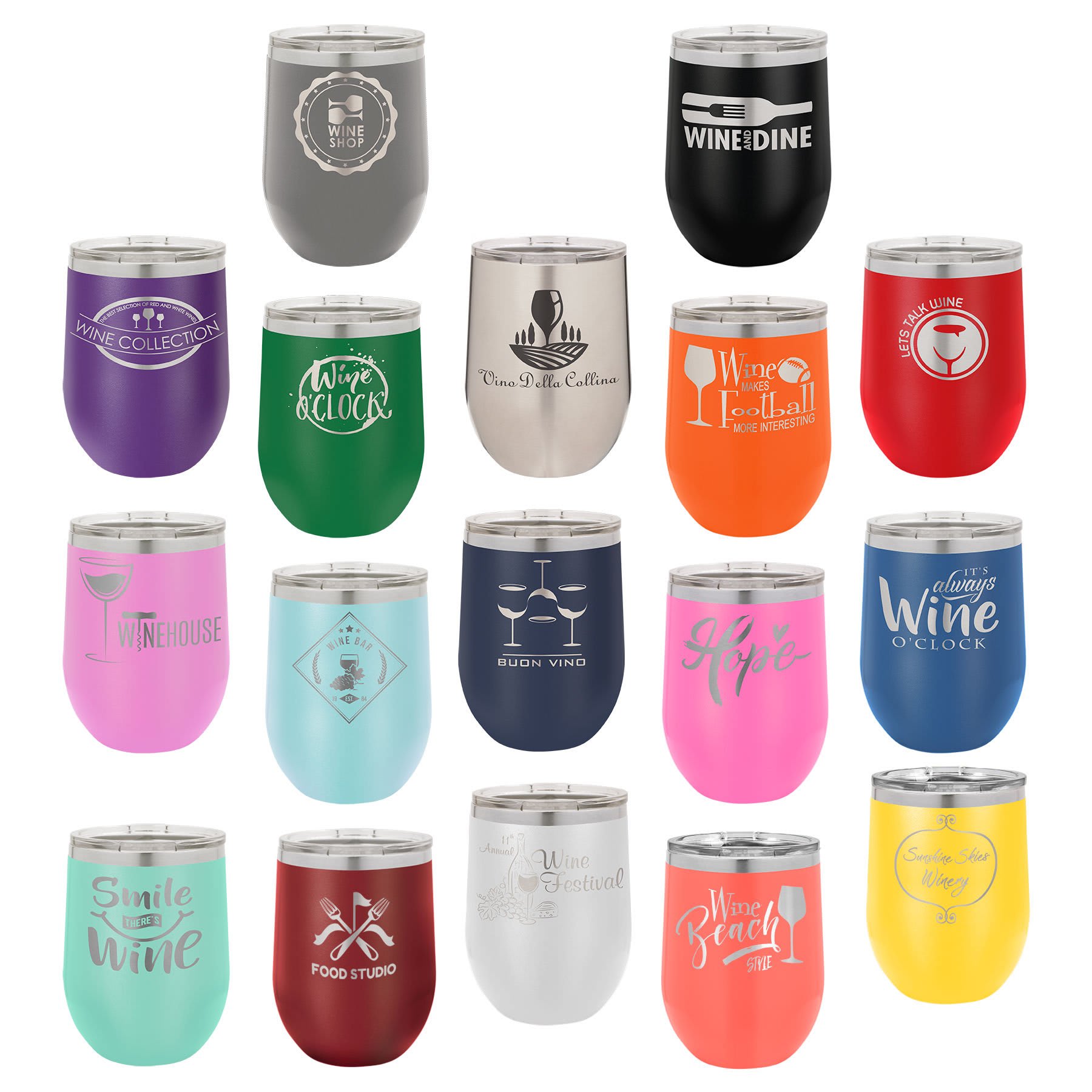 Personalized 12 Oz. Vacuum Insulated Stemless Wine Travel Mug/Tumbler