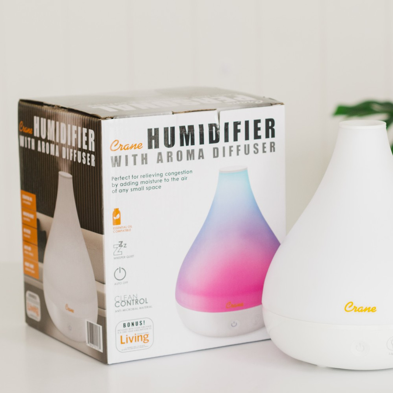 Cool Mist Humidifier + Aroma Diffuser - White, Crane