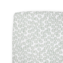 Muslin Fitted Cot Sheet - Leaf Motif