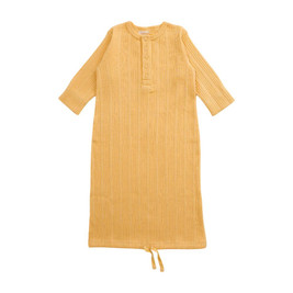 Woolbabe Organic Cotton/Merino Henley Gown - Buttercup Marl