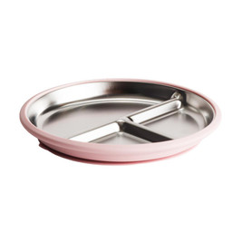 Nestling Stainless Divided Suction Plate 20cm - Dusty Pink