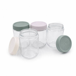 Melii Glass Overnight Oat Jars 4pk - Ivory/Oat Milk/Sage/Cactus Fern