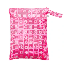 Nestling Double Pocket Wet Bag - Neon Pink Retro Surf
