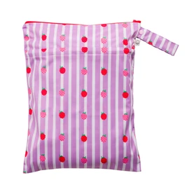 Nestling Double Pocket Wet Bag - Striped Raspberries